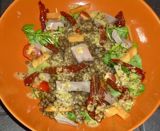 Left Over Roast Beef, Puy Lentil and Tomato Salad with a Mustard Dressing Recipe