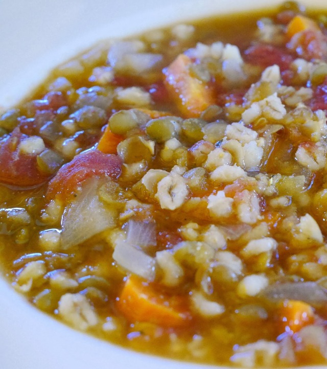 Fat Free Vegan Lentil And Barley Soup  Easy To Make - One Step, One Pot Great For "Between Holiday" Weight Loss!