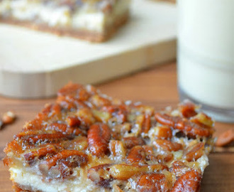 Eggnog Cheesecake Bars with a Pecan Pie Topping (Plus a Zulka Cane Sugar Giveaway!)