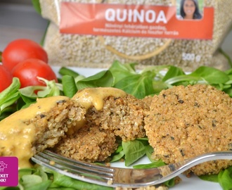 Falafel ízű vegán quinoa fasírt (tejmentes, tojásmentes, gluténmentes, hozzáadott zsírtól mentes, rostban gazdag)