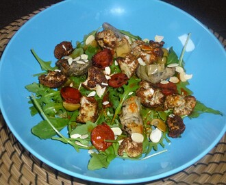 Middle Eastern Roasted Cauliflower, Chorizo and Artichoke Salad with a Harissa, Lemon and Honey Dressing Recipe