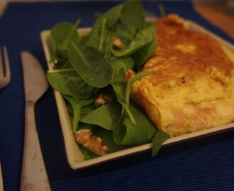 Omelette jamón, queso Emmental y Merquén