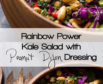 Rainbow Power Kale Salad with Peanut Dijon Dressing