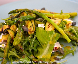 Chargrilled Asparagus & Courgette Salad with Goats cheese and a Mustard Dressing