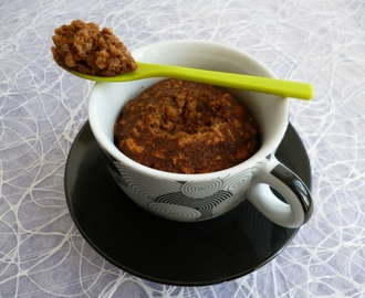 mugcake chicorée cacao soja psyllium (diététique, végan, hyperprotéiné, sans oeuf ni beurre ni sucre ni gluten, riche en fibres)