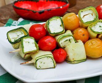 Gemüse Spieße Grillen – Zucchini, Feta & Tomaten