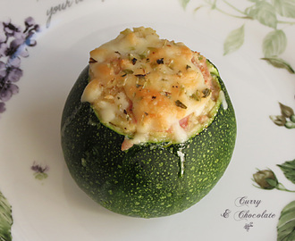 Calabacines luna rellenos de jamón cocido – Ham stuffed globe courgettes