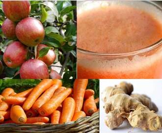Recette de jus de fruits frais santé aux pommes, gingembre et carottes (Scandinavie)