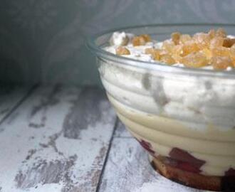 Gluten free and dairy free vanilla, rhubarb and ginger trifle recipe