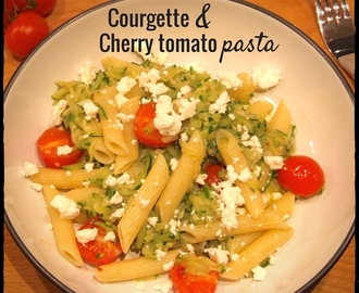 Quick courgette and cherry tomato pasta with feta