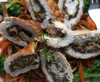 roladki wieprzowe z nadzieniem z twarogu i borowików - pork rollatini with stuffing of cheese and porcini
