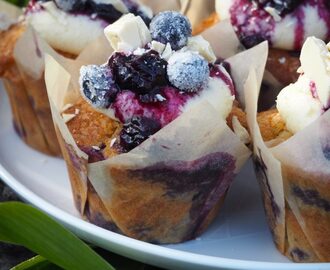 Blueberry Muffins with White Chocolate Ganache