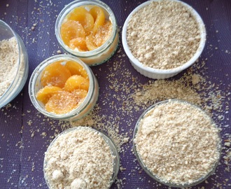 Apricot crumble with desiccated coconut