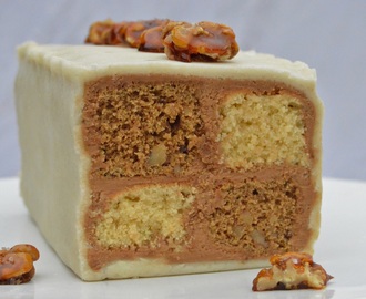 Salted mocha & walnut battenberg cake