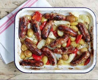 Recipe: Roasted sausage and potato supper by Mary Berry
