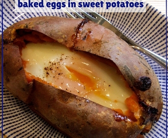Baked eggs in sweet potatoes