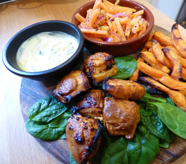 Slimming World syn free Chicken Tikka Bites and Indian Carrot Salad