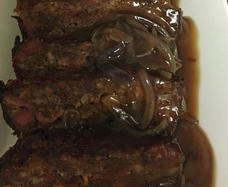 Beef and Pancetta Meatloaf with Onion Gravy