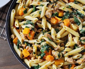 Skillet Butternut Squash, Sausage and Penne Pasta