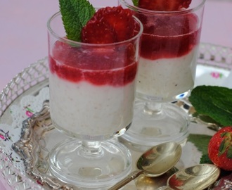 Kheer~Indian Rice pudding with Strawberry Sauce.