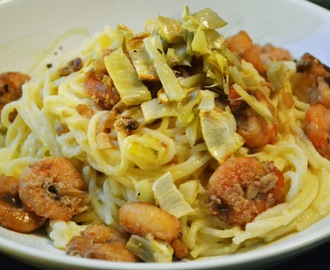 Spaghettis aux crevettes, au fenouil et à l'orange