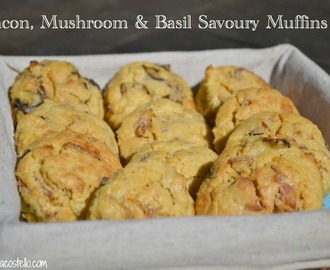 Bacon, Mushroom & Basil Savoury Muffins #Bakeoftheweek