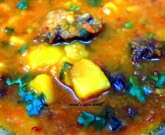 Aloo Vadi ( potato and lintel dumpling curry)