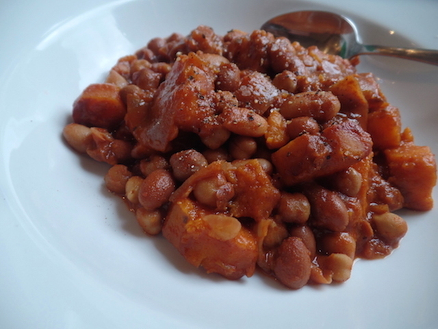 smoky sweet potato & mixed bean stew.