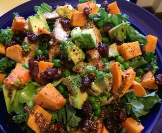 Recipe: Hearty Kale, Sweet Potato, Avocado and Grilled Chicken Salad