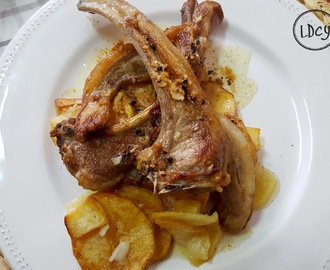 CHULETAS DE CORDERO AL AJO CABAÑIL/ Lamb Chops with “ajo cabañil”(garlic crushed with vinegar, salt and water)