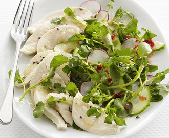 Poached Ginger Chicken with Water Crest Salad