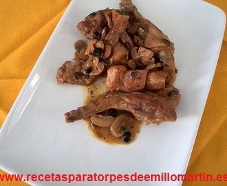 Conejo en Salsa de Mostaza Antigua   (  receta elaborada bajo mi supervisión por mi ayudante LA CHARI  ) jajajajajajaja
