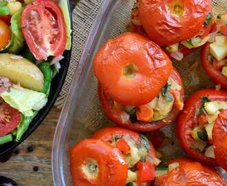 Easy Vegetarian Stuffed Tomatoes and Niçoise Salad