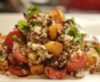 Red and White Quinoa roasted vegetable salad
