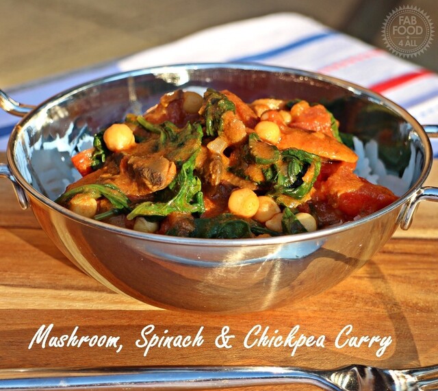 Mushroom, Spinach & Chickpea Curry