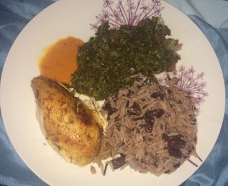 Recipe: Jamaican jerk chicken, rice and peas and callaloo