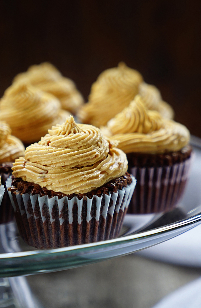 Brownie Cupcakes with Peanut Butter Marshmallow Buttercream Frosting
