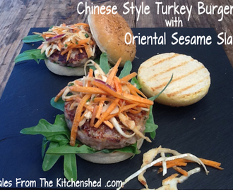 Chinese Style Turkey Burgers with Oriental Sesame Slaw