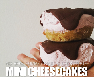No Bake Summer Fruit & Dark Chocolate Mini Cheesecakes
