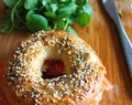Seeded bagels with smoked salmon