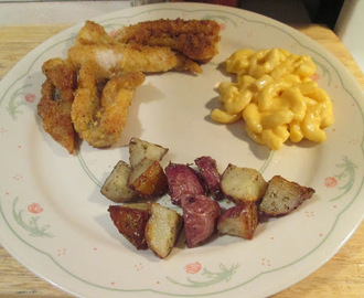 Catfish Nuggets w/ Roasted Red Potatoes with Rosemary and Macc and Cheese