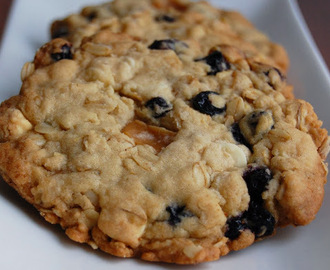 Blueberry, Caramel and White Chocolate Oatmeal Cookies