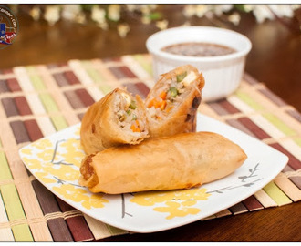 Pritong Lumpiang Togue (Fried Mung Bean Sprouts Egg Rolls) with Vinegar Soy Sauce Dip
