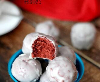 Red Velvet Donut Holes with White Chocolate Glaze