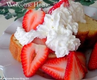 Pound Cake with Whipped Cream and Strawberries