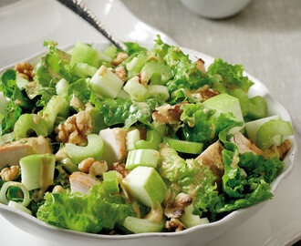 Salad with iceberg, apples, celery and leftover roast chicken