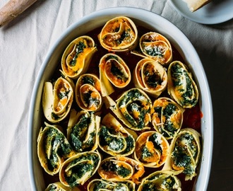 Jamie's inspiration: squash and spinach pasta rotolo