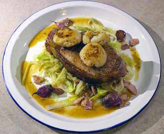 Pork Chops with Scallops and Bacon in Somerset Cider Sauce