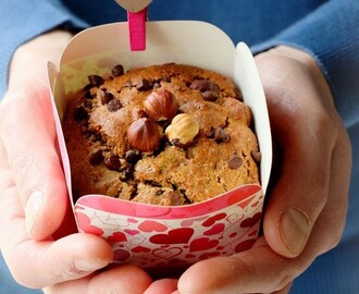 Muffins à la farine de Gaudes, au gingembre confit, noisettes et chocolat #végétalien #sansgluten