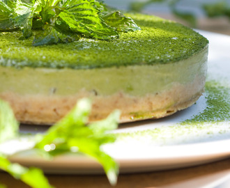 Kleine erfrischende Eistorte in quietschgrün – Raw Matcha Cake